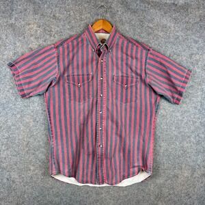Vintage Old El Paso Shirt Works Western Shirt Mens M/L Red Striped Brushpopper